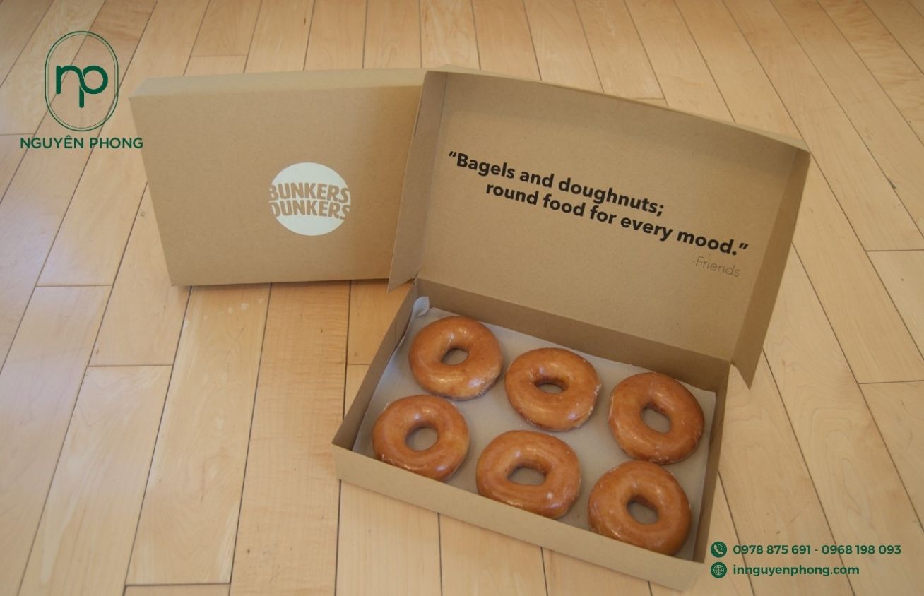 Mẫu hộp đựng bánh donut dạng nắp cài